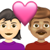 Cómo se ve el emoji Pareja enamorada: mujer, hombre, tono de piel claro, tono de piel medio en Emojipedia.