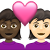 Cómo se ve el emoji Pareja enamorada: mujer, mujer, tono de piel oscuro, tono de piel claro en Emojipedia.