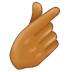 Bagaimana Hand with Index Finger and Thumb Crossed: Medium Skin Tone emoji terlihat di Emojipedia.