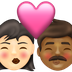 2人でキス: 女性 男性 薄い肌色 やや濃い肌色の絵文字がEmojipediaでどのように見えるか。