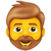 Hoe Man: baard emoji eruit ziet op Emojipedia.