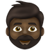 A quoi ressemblent les emoji Homme barbu : peau foncée sur Emojipedia.