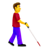 How Man with White Cane Facing Right emoji looks on Emojipedia.