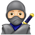 Hoe Ninja: lichtgetinte huidskleur emoji eruit ziet op Emojipedia.