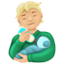 Hvordan Person, der mader baby: medium til lys teint emoji ser ud på Emojipedia.