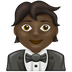 A quoi ressemblent les emoji Personne en smoking : peau foncée sur Emojipedia.