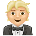 How Person in Tuxedo: Medium-Light Skin Tone emoji looks on Emojipedia.