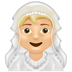 A quoi ressemblent les emoji Personne mariée avec voile: peau moyennement claire sur Emojipedia.