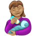 Hvordan Kvinde, der mader baby: medium teint emoji ser ud på Emojipedia.