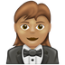 How Woman in Tuxedo: Medium Skin Tone emoji looks on Emojipedia.