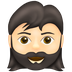 Cómo se ve el emoji Mujer: tono de piel claro y barba en Emojipedia.