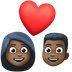 Cómo se ve el emoji Pareja enamorada: tono de piel oscuro en Facebook.