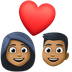 Cómo se ve el emoji Pareja enamorada: tono de piel oscuro medio en Facebook.