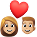 Cómo se ve el emoji Pareja enamorada: tono de piel claro medio en Facebook.