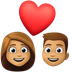 Cómo se ve el emoji Pareja enamorada: tono de piel medio en Facebook.