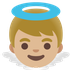 Cómo se ve el emoji Bebé ángel: tono de piel claro medio en Google.