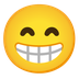 Cómo se ve el emoji Cara radiante con ojos sonrientes en Google.