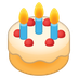 Cómo se ve el emoji Tarta de cumpleaños en Google.