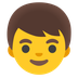 Cómo se ve el emoji Niño en Google.