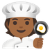 Cómo se ve el emoji Chef: tono de piel oscuro medio en Google.