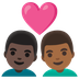 Bagaimana emoji Pasangan dengan simbol hati: lelaki, lelaki, ton kulit gelap dan ton kulit sederhana gelap kelihatan di Google.