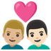 Cómo se ve el emoji Pareja enamorada: hombre, hombre, tono de piel claro medio, tono de piel claro en Google.