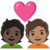 Cómo se ve el emoji Pareja enamorada: persona adulta, persona adulta, tono de piel oscuro, tono de piel medio en Google.