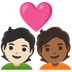 Cómo se ve el emoji Pareja enamorada: persona adulta, persona adulta, tono de piel claro, tono de piel oscuro medio en Google.