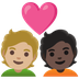 A quoi ressemblent les emoji Couple avec cœur : adulte, adulte, peau moyennement claire et peau foncée sur Google.