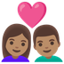 Cómo se ve el emoji Pareja enamorada: mujer, hombre, tono de piel medio en Google.