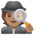 Cómo se ve el emoji Detective: tono de piel medio en Google.