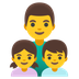 Cómo se ve el emoji Familia: hombre, niña, niño en Google.