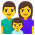 Cómo se ve el emoji Familia: hombre, mujer, niño en Google.