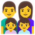 Bagaimana emoji Keluarga: lelaki, perempuan, budak perempuan dan kanak-kanak lelaki kelihatan di Google.