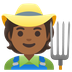 Cómo se ve el emoji Profesional de la agricultura: tono de piel oscuro medio en Google.