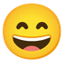 Hvordan Grinende ansigt med smilende øjne emoji ser ud på Google.