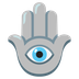 Bagaimana emoji Hamsa kelihatan di Google.