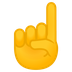 Hvordan Rækker finger op emoji ser ud på Google.