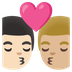 Cómo se ve el emoji Beso: hombre, hombre, tono de piel claro, tono de piel claro medio en Google.