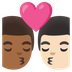 Cómo se ve el emoji Beso: hombre, hombre, tono de piel oscuro medio, tono de piel claro en Google.