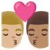 Cómo se ve el emoji Beso: hombre, hombre, tono de piel claro medio, tono de piel medio en Google.