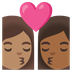 A quoi ressemblent les emoji Bisou : femme, femme, peau légèrement mate et peau mate sur Google.