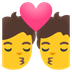 Cómo se ve el emoji Beso en Google.