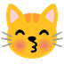 Bagaimana emoji Kucing melemparkan ciuman kelihatan di Google.