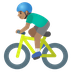 A quoi ressemblent les emoji Cycliste homme: peau légèrement mate sur Google.