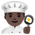 Cómo se ve el emoji Chef hombre: tono de piel oscuro en Google.