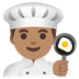 Cómo se ve el emoji Chef hombre: tono de piel medio en Google.