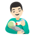 Bagaimana emoji Lelaki menyusui bayi: ton kulit cerah kelihatan di Google.