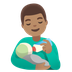 Hvordan Mand, der mader baby: medium teint emoji ser ud på Google.