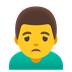 Bagaimana emoji Lelaki berkerut dahi kelihatan di Google.